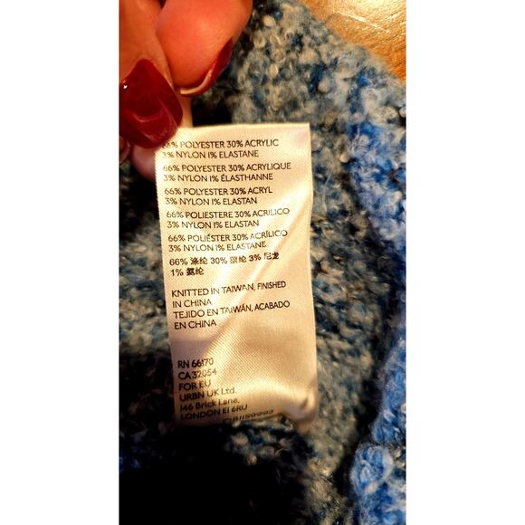 Free People Avalon Cropped Pullover Sweater Blue Marine, Size L NWOT - Picture 6 of 6